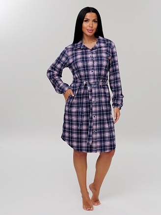 Женский халат Х-186(К) / Розовый (клетка)