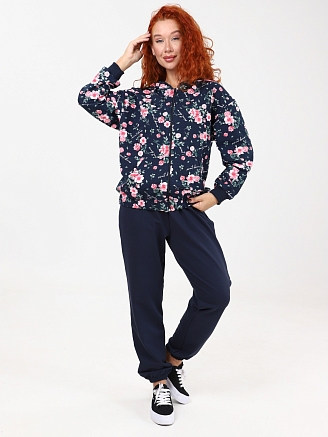 Женский костюм М-1003 / Синий с розами