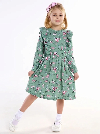 Детское платье "Красотка" / Веточки на зеленом