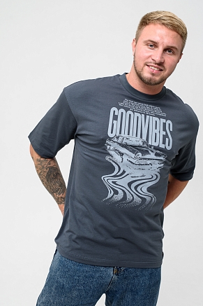 Мужская футболка 8507/1 / графитовый+good vibes