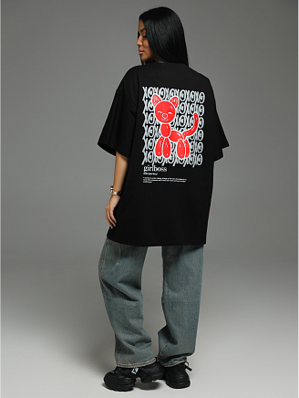 Женская футболка Бабл / Черный кошка