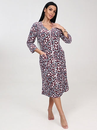 Женский халат ХВ-341 Абстракция с лео, на какао