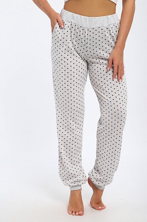 Брюки женские из кулирки на манжете / Звезды на сером