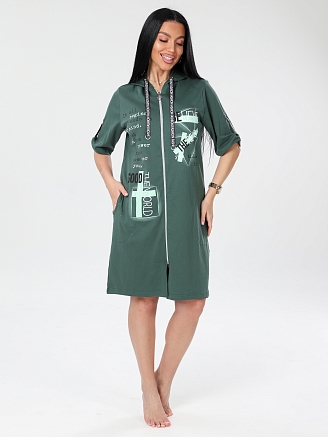 Женский халат Х-34(И) / Зеленый (надписи)