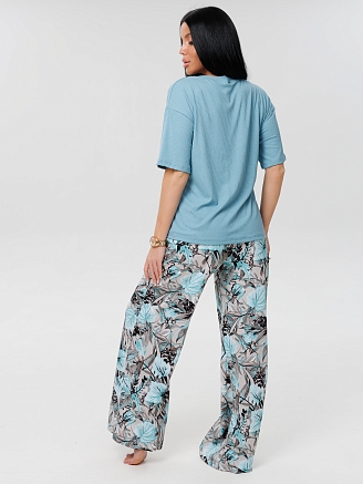 Женская пижама П-88(К+Л) / Морская волна (листья)