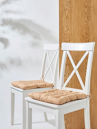 Комплект подушек на стул с завязками (бязь) 16т. / Бежевый