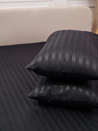 Комплект наволочек микрофибра-страйп / Графит