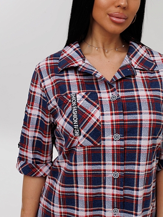 Женский халат Х-149(К) / Синий (клетка)