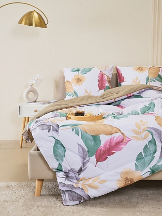 Постельное белье сатин с одеялом / Листья тропиков
