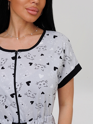 Женский халат Х-140(К) / Серый (сердечки)