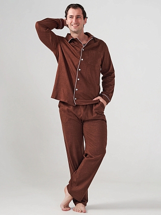 Мужская пижама "Лен" (классическая) 2417-К / Коричневый