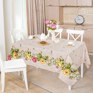 Скатерть рогожка / Пионы