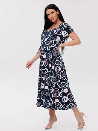 Женское платье Пл-107(К) / Темно-синий (узоры)