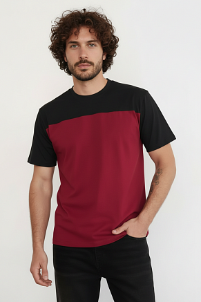 Мужская футболка 14482 / бордо+черный