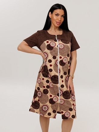 Женский халат Х-166(К) / Коричневый (круги)