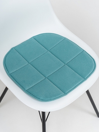 Подушка на стул с закругленными краями / Бирюза
