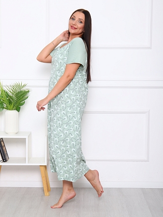 Женская ночная сорочка М-090 / верба зеленая