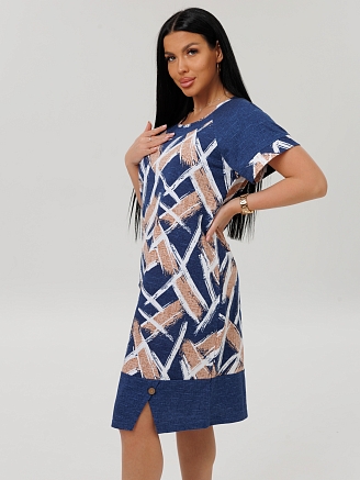 Женская туника Т-113(К) / Синий (узоры)