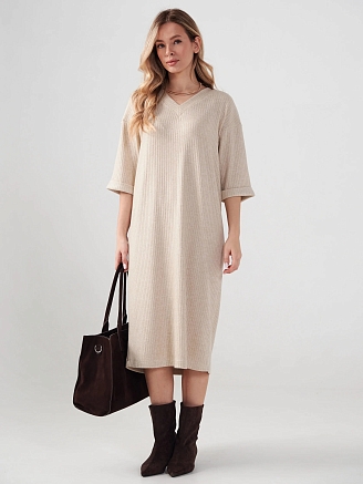 Женское платье "Ангора" 2418-Л / Бежевый