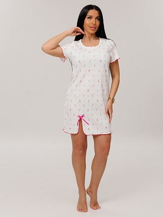 Женская сорочка Сор-106(Каш) / Молочный (цветы)