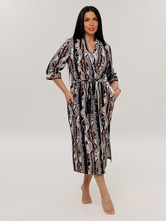 Женский халат Х-146(К) / Бежевый (волны)