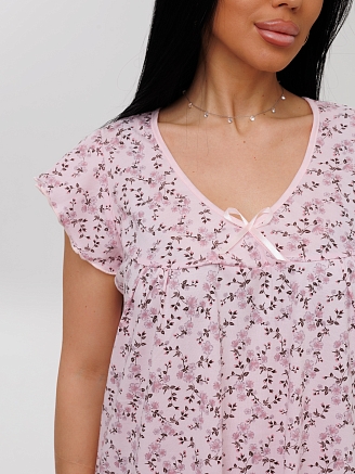 Женская сорочка Сор-71(К) / Светло-розовый (цветы)