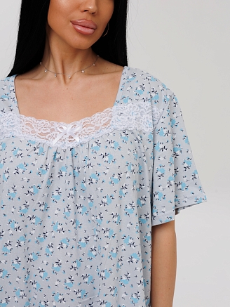 Женская сорочка Сор-38(К) / Серый (цветы)