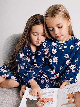 Детское платье "Конфетка" / Жасмин на синем