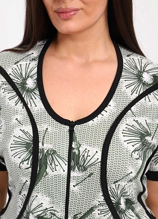 Халат женский 39055 / бело-зеленый