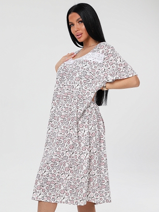 Женская сорочка Сор-38(К) / Молочный (листья)