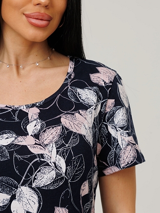 Женское платье Пл-108(К) / Черный (листья)