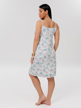 Женская сорочка Сор-13(Вис) / Бирюзовый (цветы)