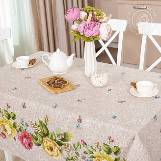 Скатерть рогожка / Пионы