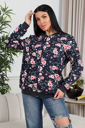 Женская толстовка Бомбер 750 / синий/шиповник