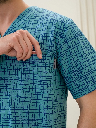 Рубашка медицинская мужская М-286-13368 Поплин