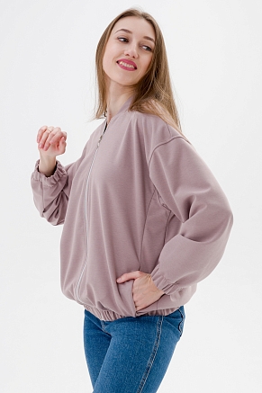 Женский бомбер из коттон фита / Кофе