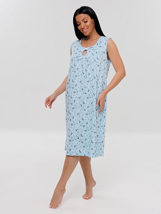 Женская сорочка Сор-85(К) / Нежно-голубой (цветы)