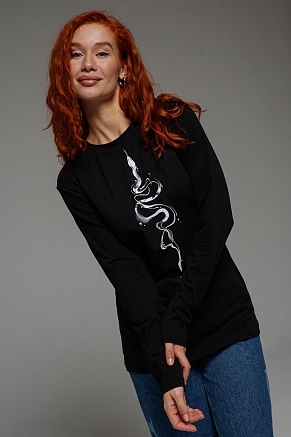 Женский лонгслив 8516 / черный+змея