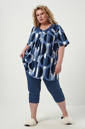 Женский костюм с бриджами 83607 / синий