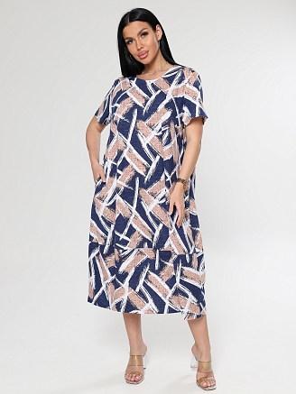 Женское платье Бохо ПлК-2965 / Бежевые мазки