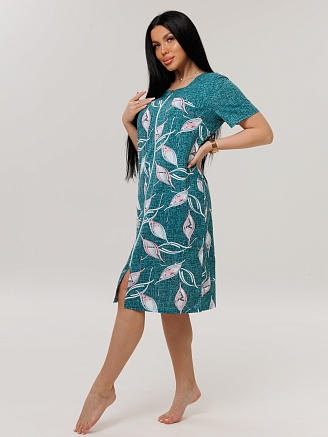 Женский халат Х-166(К) / Бирюзовый (узоры)