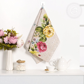 Полотенце рогожка / Пионы