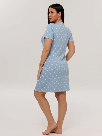 Женская сорочка Сор-35(Л) / Светло-синий (цветы)