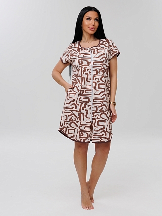 Женский халат Х-154(К) / Бежевый (коричневый узор)