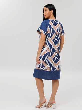 Женская туника Т-113(К) / Синий (узоры)