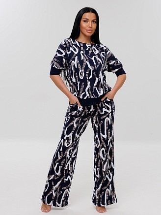 Женский костюм К-176(К) / Темно-синий (узоры)