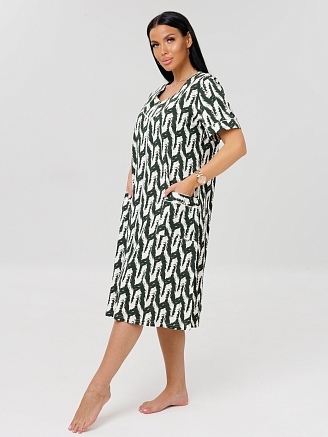 Женский халат Х-75(К) / Зеленый (узоры)