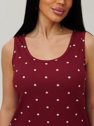 Женская пижама П-100(Каш) / Бордовый (цветы)