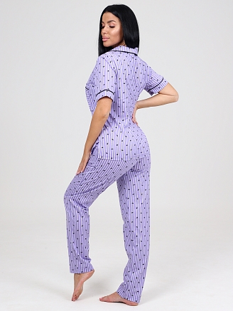 Женская пижама с брюками Леди КК-61 / Корона на сирени