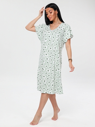 Женская сорочка Сор-73(К) / Фисташковый (цветы)